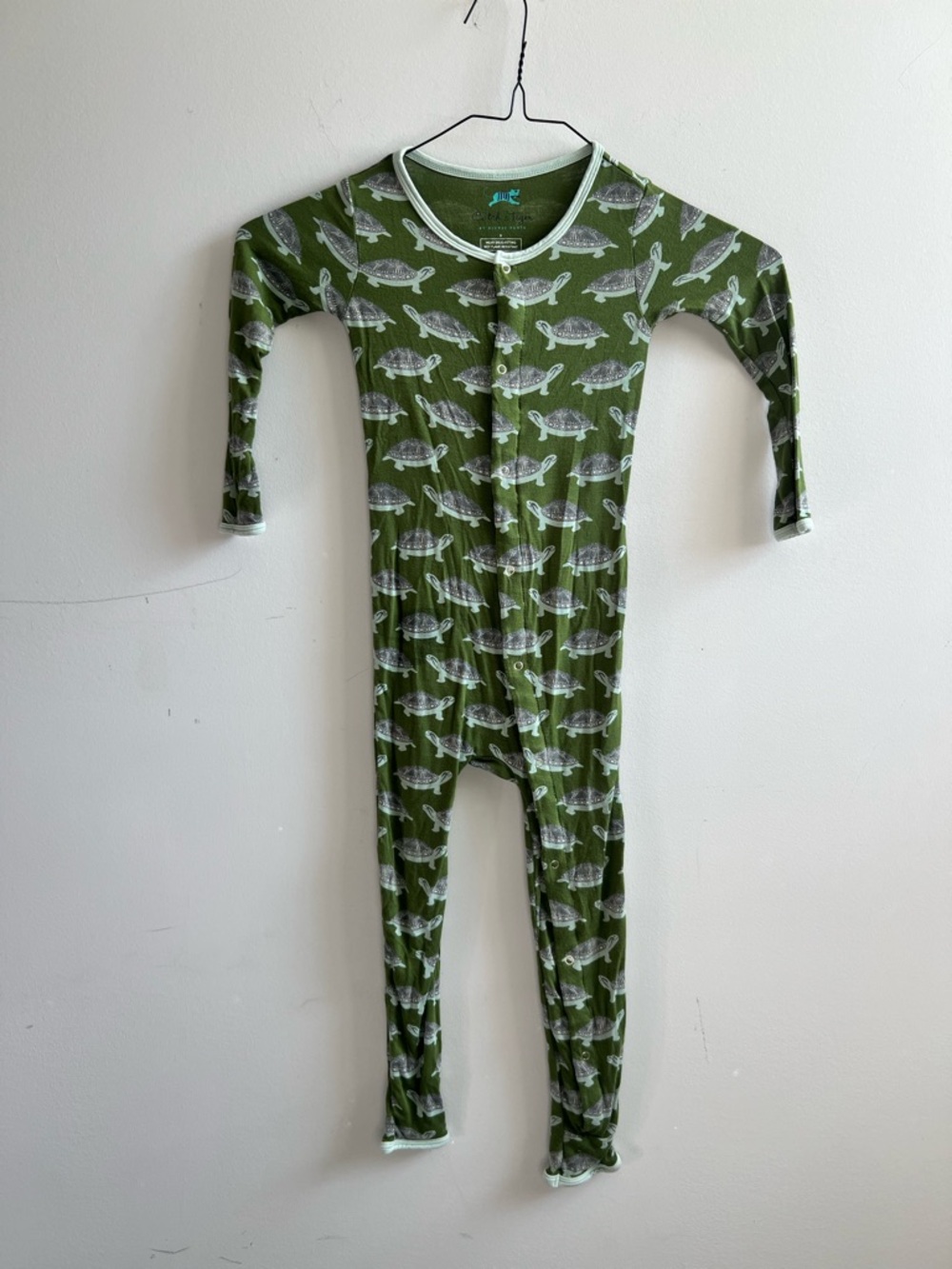 Catch a Tiger by Kickee Pants Olive Green Turtle Print Footie